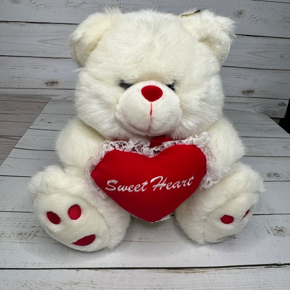 SKM Enterprises Plush Teddy Bear With Red‎ Heart Sweet Heart 10" Tall
